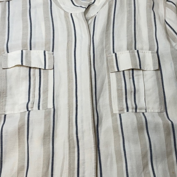 Rails Rowan Linen Blend Jacket Coco Stripe Size Large - Picture 4 of 12